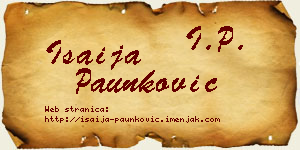 Isaija Paunković vizit kartica